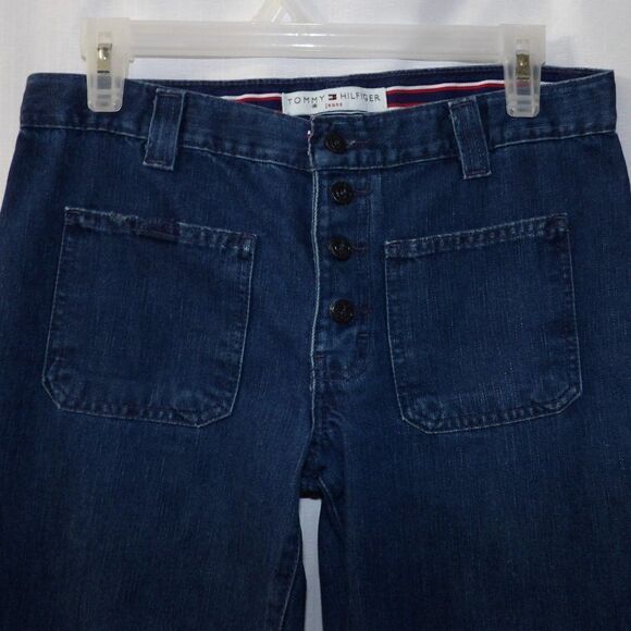 Vintage Y2K Tommy Hilfiger Denim Sailor Cropped Jean Capris Medium Blue Wash - Picture 4 of 9